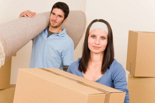 Boxes and luggage prepared for student removals in Harrow
