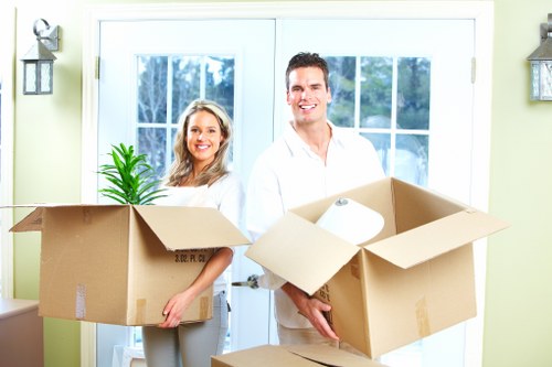Boxes and household items prepared for transport in Harrow