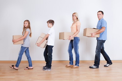 Boxes and furniture loaded for a local removal service